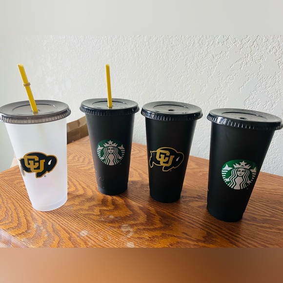 Starbucks CU University of Colorado Reusable Cold Tumbler 4 cups w/lids 2 straw - Picture 7 of 9